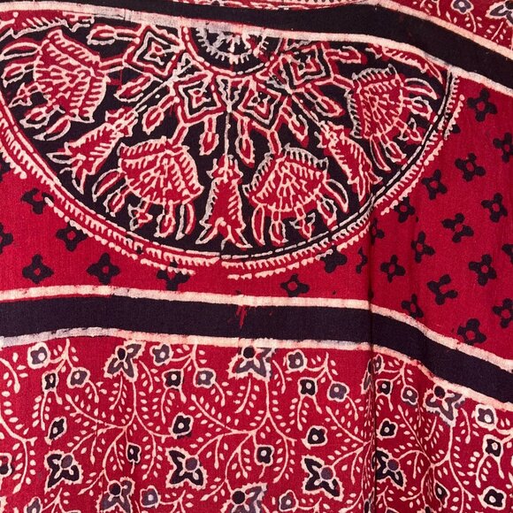 April Cornell Womens Caftan Size 2XL Red Floral Adjustable Waist Pure Cotton - Picture 8 of 11